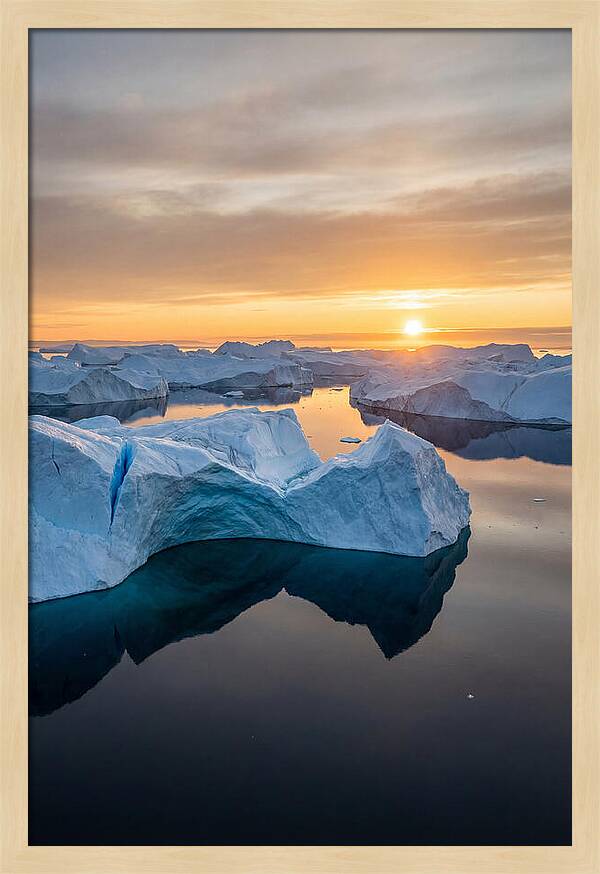 Ilulissat Icefjord At Midnight Sun