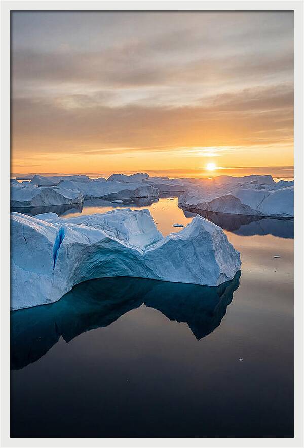 Ilulissat Icefjord At Midnight Sun