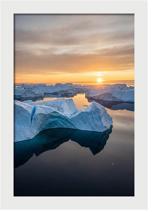 Ilulissat Icefjord At Midnight Sun