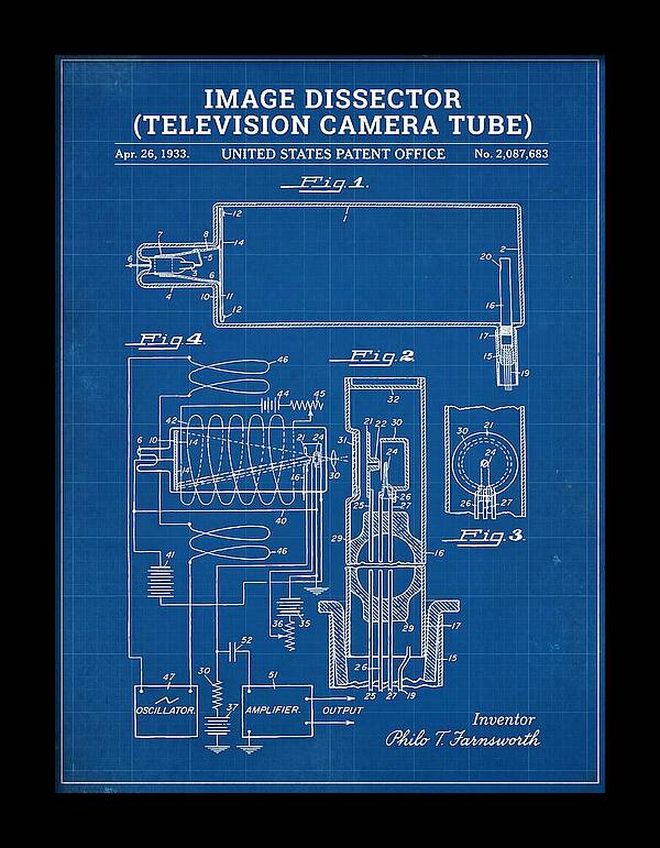 Image Dissector Farnsworth Television Tube Blueprint Patent Us2087683a