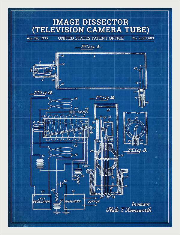 Image Dissector Farnsworth Television Tube Blueprint Patent Us2087683a