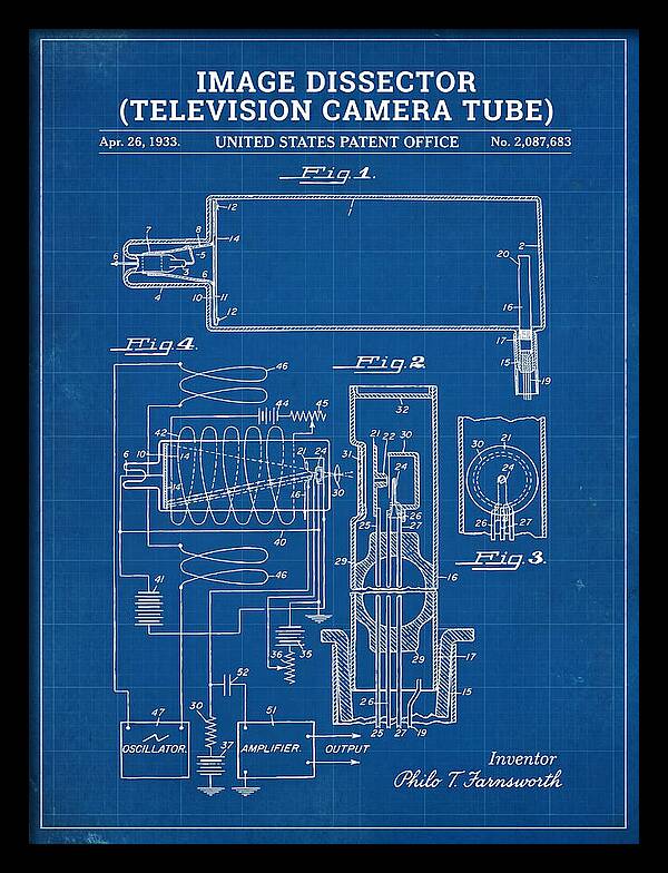 Image Dissector Farnsworth Television Tube Blueprint Patent Us2087683a