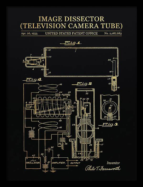 Image Dissector Farnsworth Television Tube Gold Patent Us2087683a