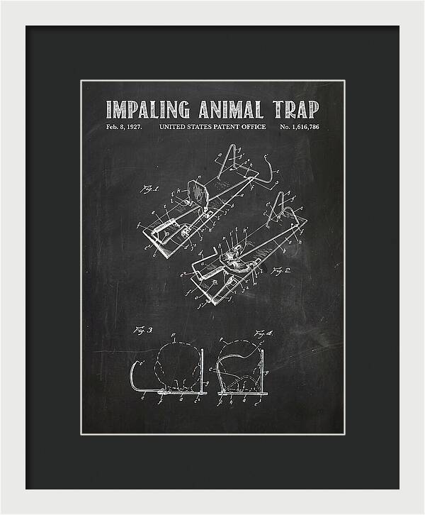 Impaling Animal Trap Chalkboard Patent Us1616786a