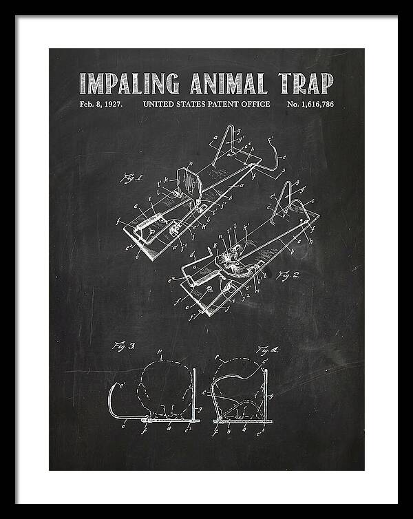 Impaling Animal Trap Chalkboard Patent Us1616786a