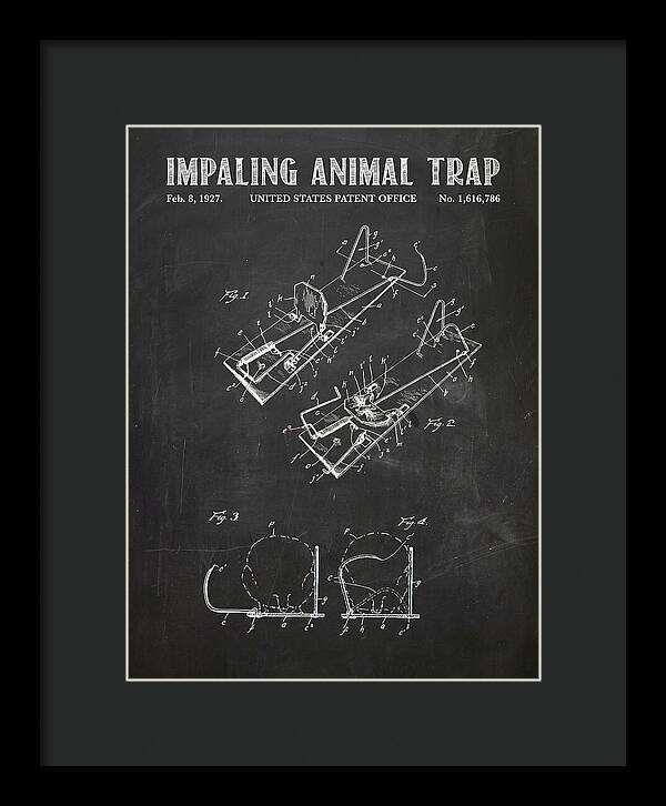 Impaling Animal Trap Chalkboard Patent Us1616786a