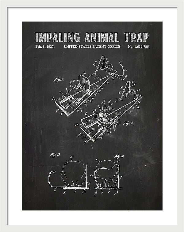 Impaling Animal Trap Chalkboard Patent Us1616786a