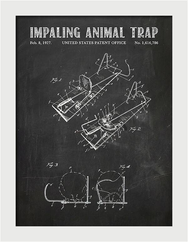 Impaling Animal Trap Chalkboard Patent Us1616786a