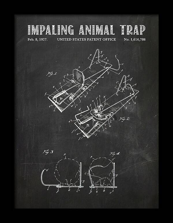 Impaling Animal Trap Chalkboard Patent Us1616786a