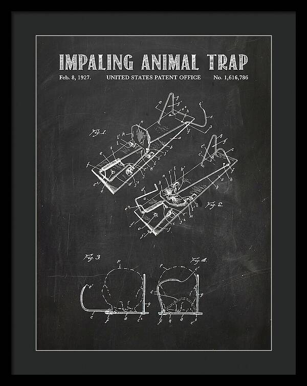 Impaling Animal Trap Chalkboard Patent Us1616786a