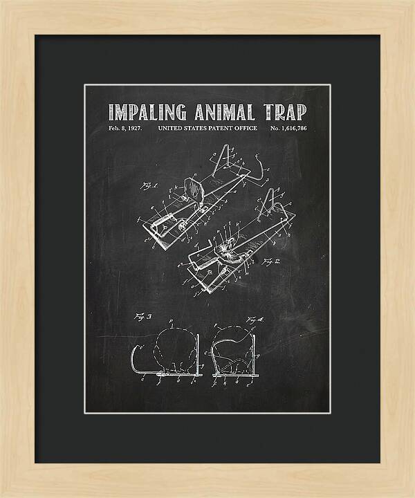 Impaling Animal Trap Chalkboard Patent Us1616786a