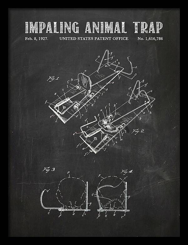 Impaling Animal Trap Chalkboard Patent Us1616786a