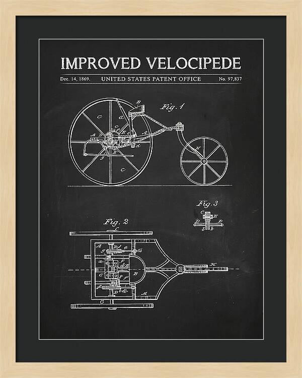 Improved Velocipede Chalkboard Patent Us97837a