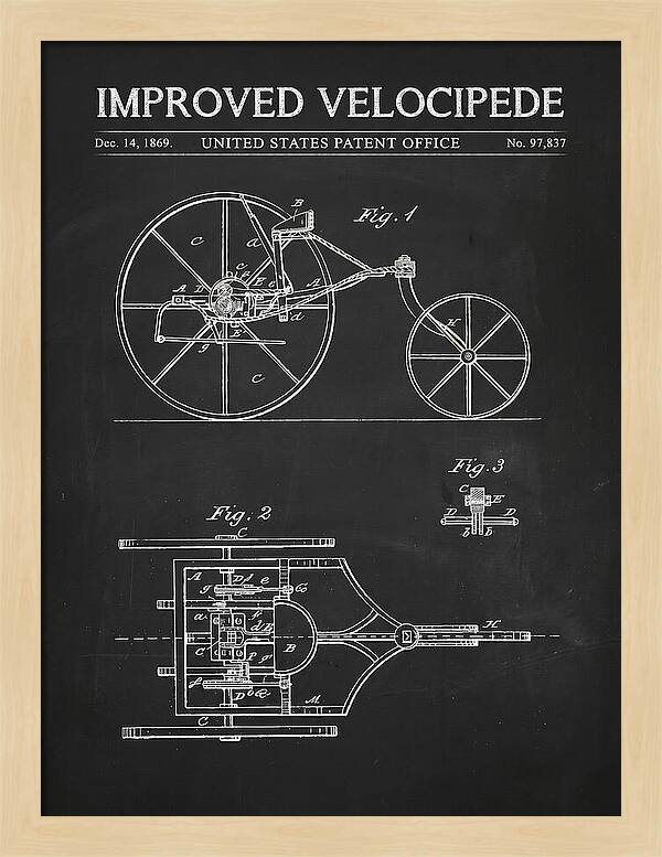 Improved Velocipede Chalkboard Patent Us97837a