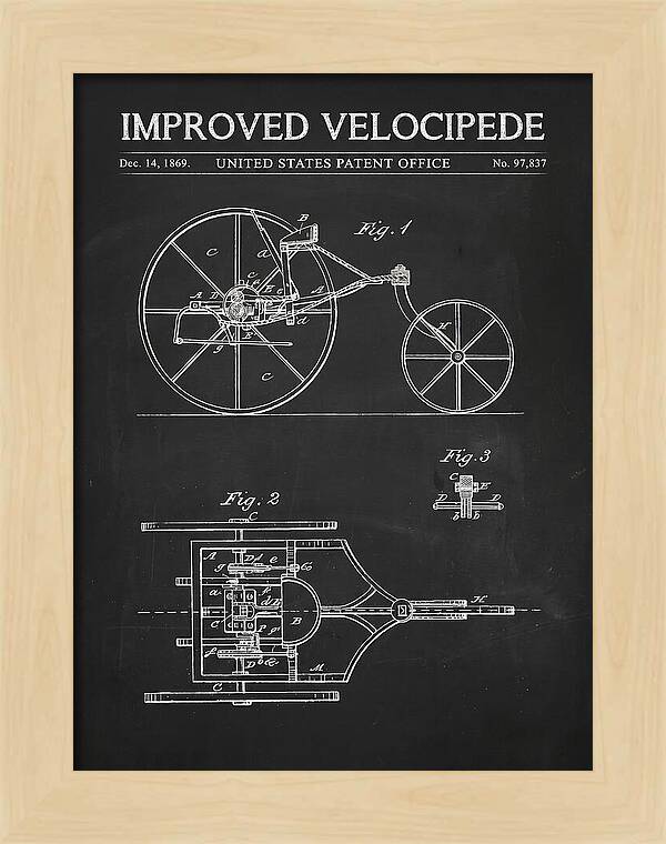 Improved Velocipede Chalkboard Patent Us97837a