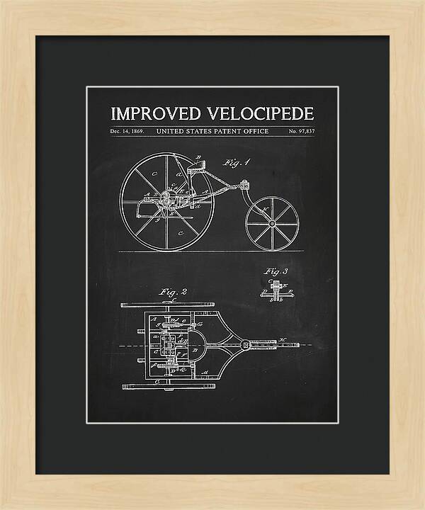 Improved Velocipede Chalkboard Patent Us97837a