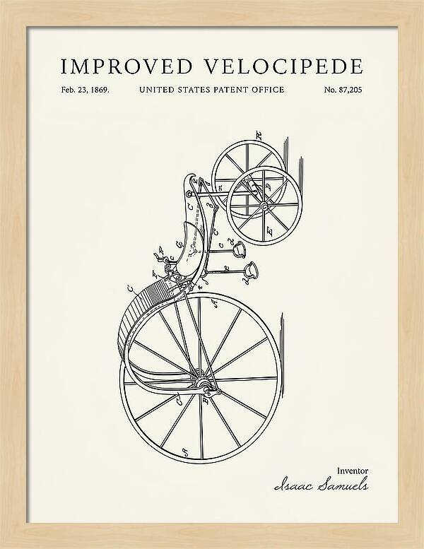 Improved Velocipede Minimalist Patent Us87205a
