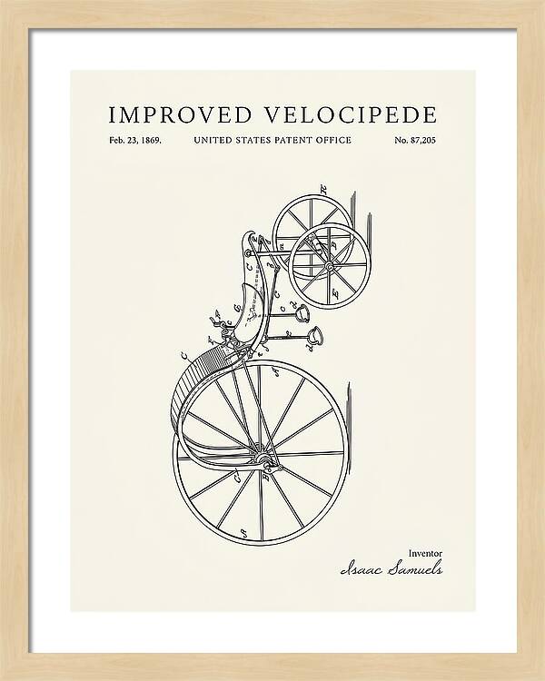 Improved Velocipede Minimalist Patent Us87205a