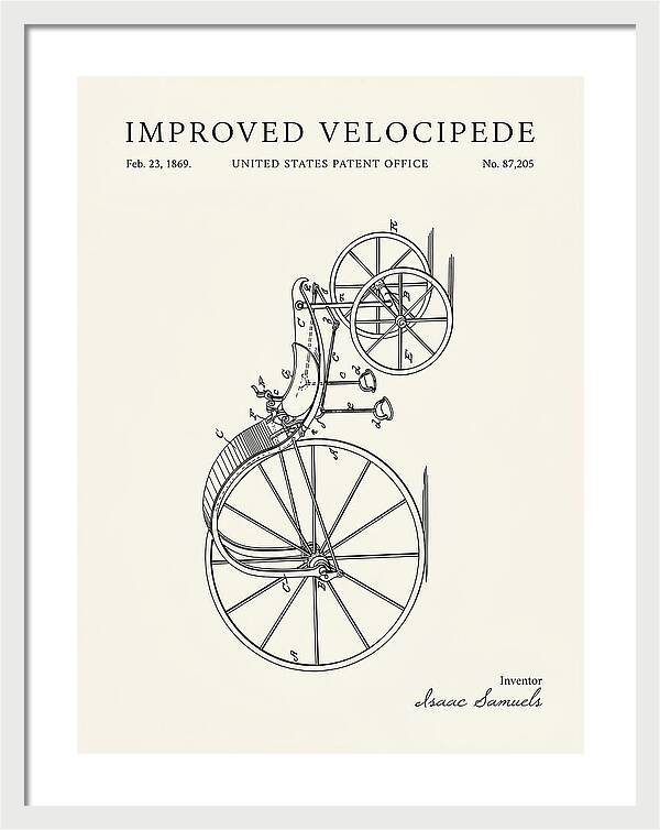 Improved Velocipede Minimalist Patent Us87205a