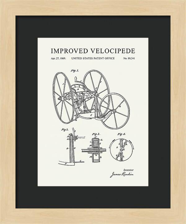 Improved Velocipede Minimalist Patent Us89341a