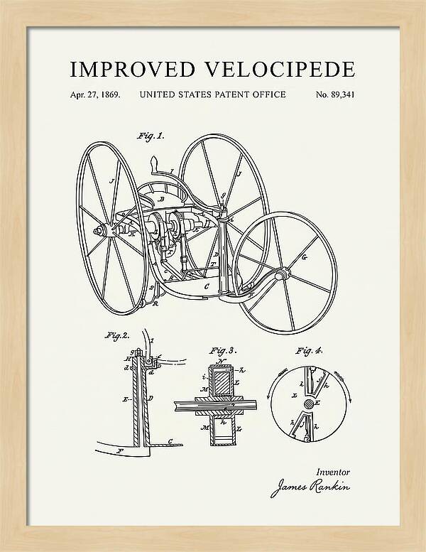 Improved Velocipede Minimalist Patent Us89341a