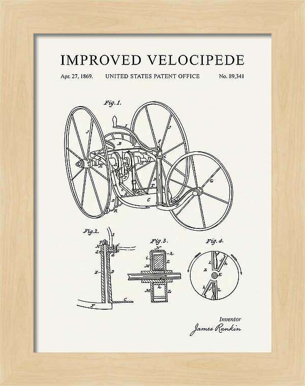 Improved Velocipede Minimalist Patent Us89341a