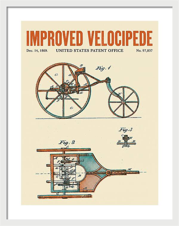 Improved Velocipede Retro Patent Us97837a