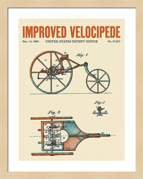 Improved Velocipede Retro Patent Us97837a