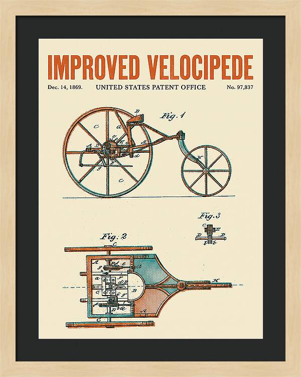 Improved Velocipede Retro Patent Us97837a