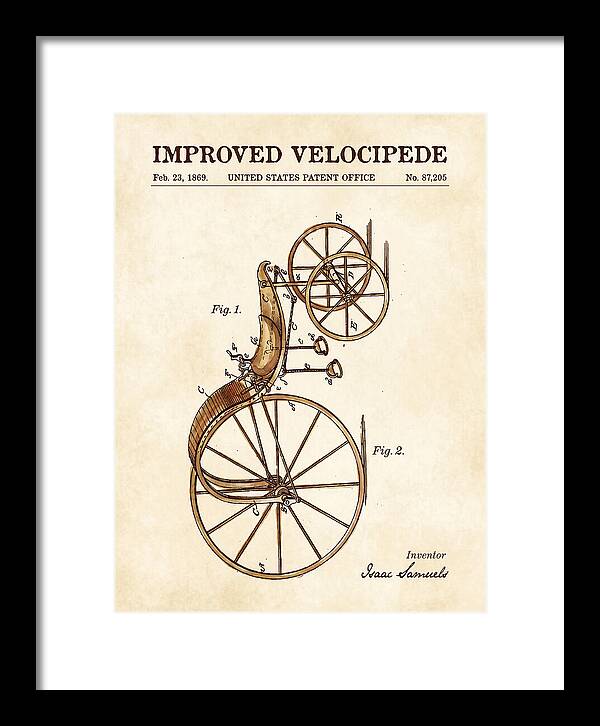 Improved Velocipede Watercolor Patent Us87205a