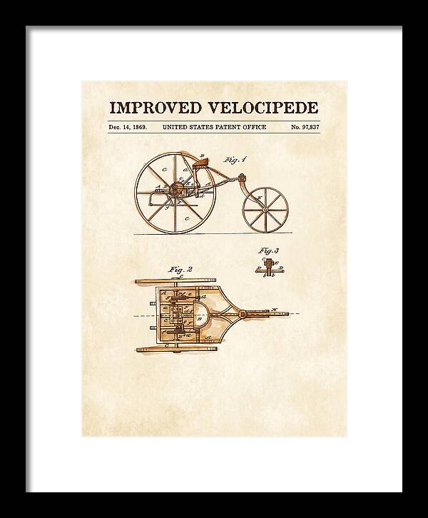 Improved Velocipede Watercolor Patent Us97837a