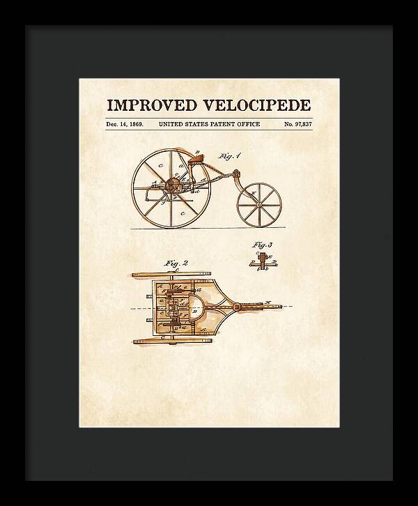 Improved Velocipede Watercolor Patent Us97837a
