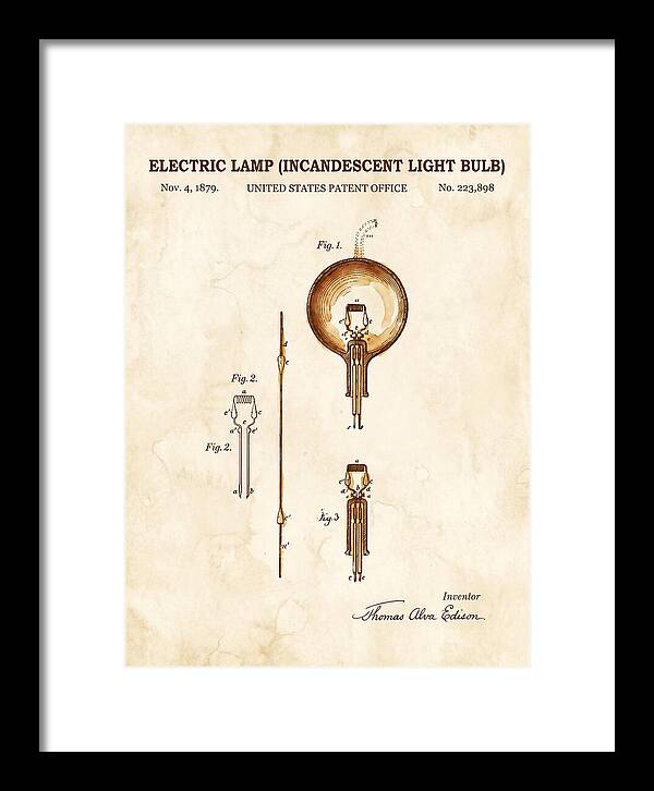 Incandescent Light Bulb Watercolor Patent Us223898a