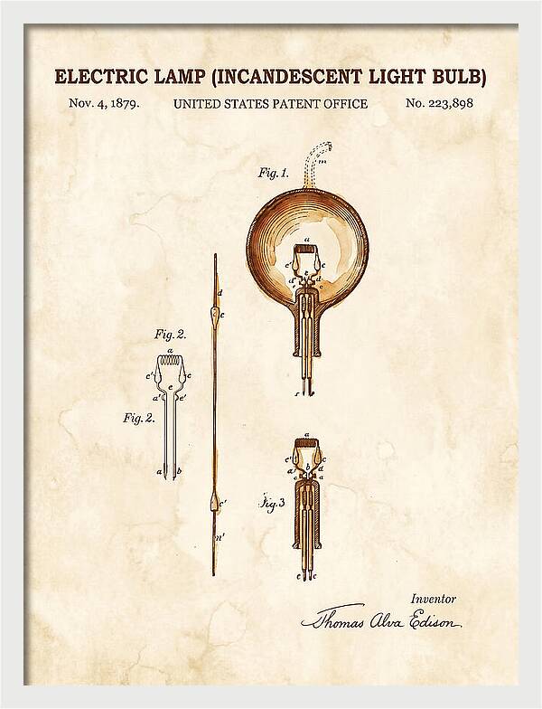 Incandescent Light Bulb Watercolor Patent Us223898a
