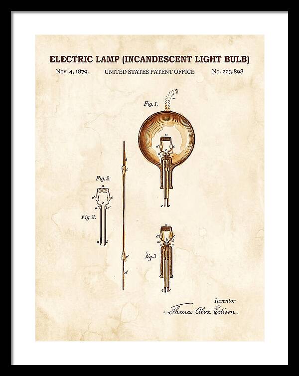 Incandescent Light Bulb Watercolor Patent Us223898a