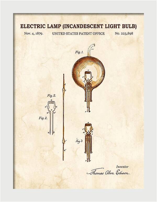 Incandescent Light Bulb Watercolor Patent Us223898a