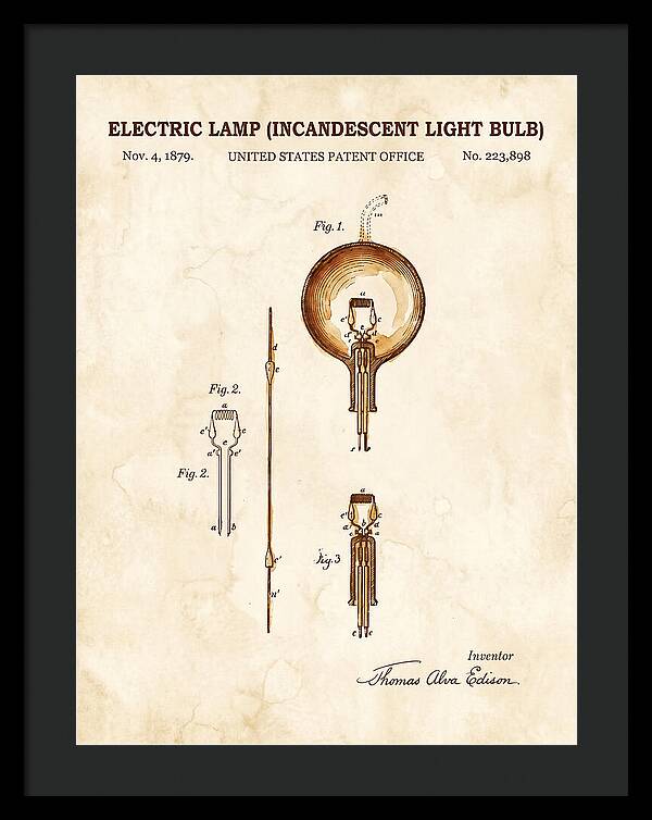 Incandescent Light Bulb Watercolor Patent Us223898a