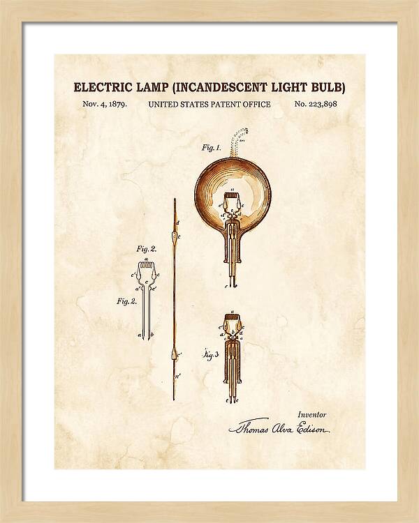 Incandescent Light Bulb Watercolor Patent Us223898a