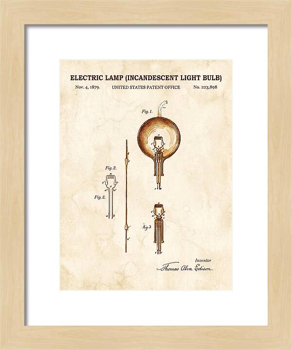 Incandescent Light Bulb Watercolor Patent Us223898a
