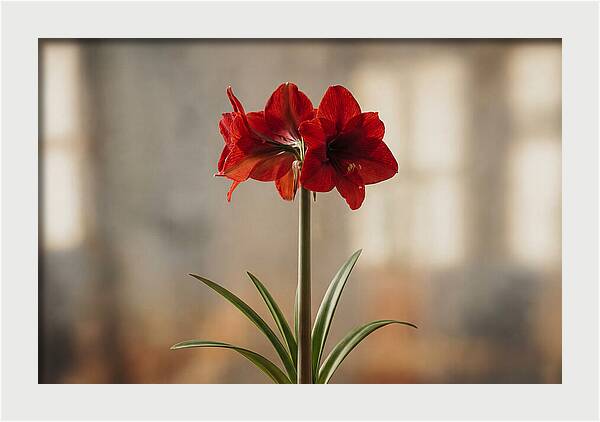 Indoor Amaryllis Blooming Brightly