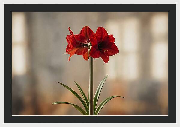 Indoor Amaryllis Blooming Brightly