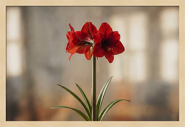Indoor Amaryllis Blooming Brightly