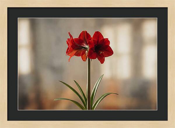 Indoor Amaryllis Blooming Brightly