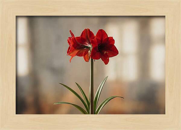 Indoor Amaryllis Blooming Brightly