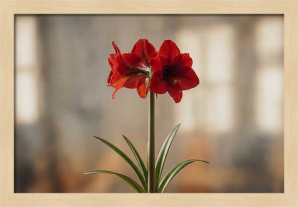 Indoor Amaryllis Blooming Brightly