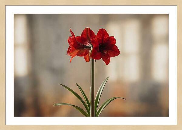 Indoor Amaryllis Blooming Brightly