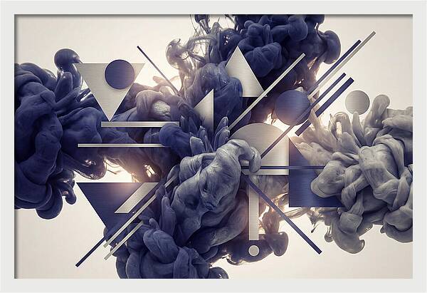 Ink Drop Explosion In Indigo And Silver