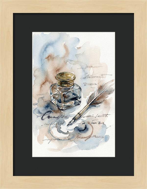 Inkwell And Quill Watercolor