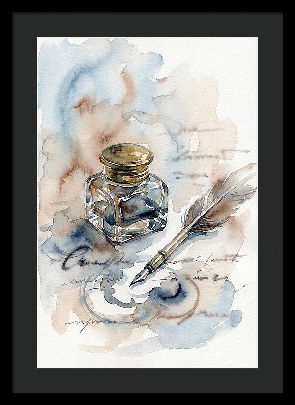 Inkwell And Quill Watercolor
