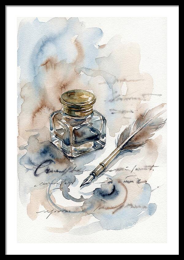 Inkwell And Quill Watercolor